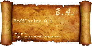 Brüszler Ali névjegykártya